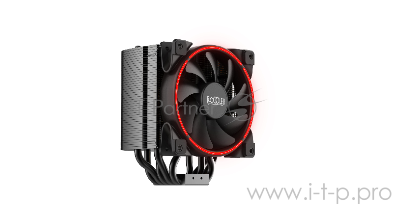 Кулер PCCooler GI-H58UB CORONA R LGA2066/2011/1366/115X/775/AM4 (10 шт/кор, TDP 240W, 120mm PWM SilentPro Red LED FAN, 5 тепловых трубок 8мм, 1000-1800RPM, 26,5dBa)