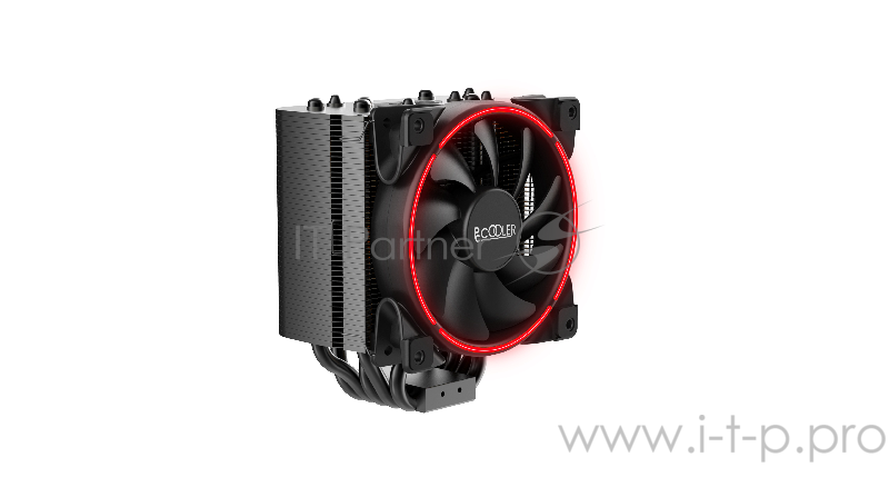 Кулер PCCooler GI-H58UB CORONA R LGA2066/2011/1366/115X/775/AM4 (10 шт/кор, TDP 240W, 120mm PWM SilentPro Red LED FAN, 5 тепловых трубок 8мм, 1000-1800RPM, 26,5dBa)