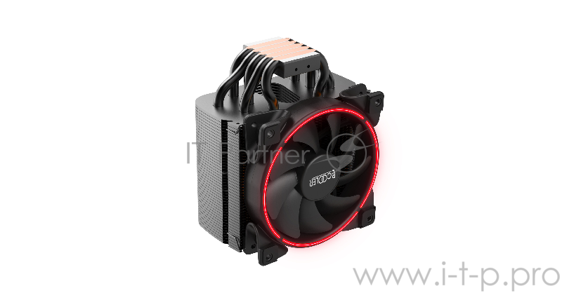 Кулер PCCooler GI-H58UB CORONA R LGA2066/2011/1366/115X/775/AM4 (10 шт/кор, TDP 240W, 120mm PWM SilentPro Red LED FAN, 5 тепловых трубок 8мм, 1000-1800RPM, 26,5dBa)