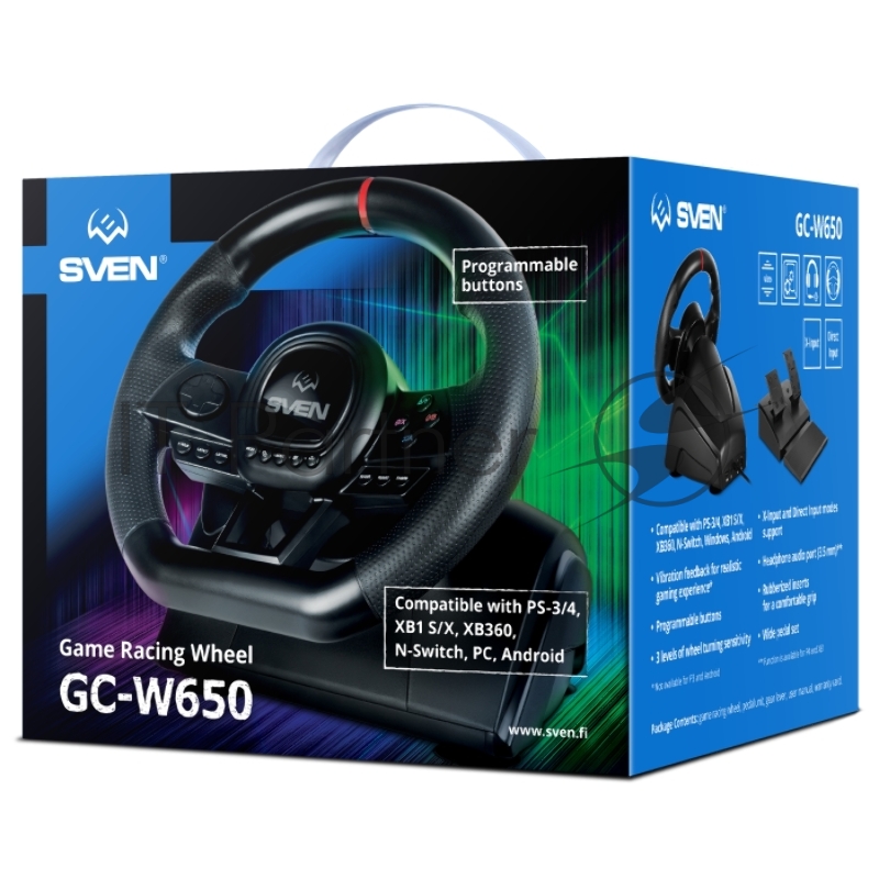 Руль SVEN GC-W650 (педали, вибро, D-pad, 21 кл, PS4/PS3/XB1/XB360/NS/PC/X-D-In