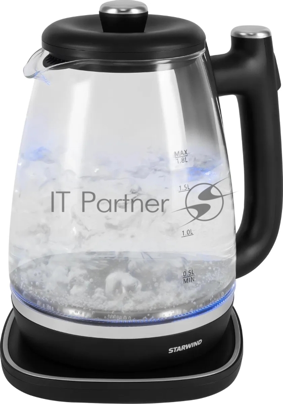 Чайник электрический Starwind SKG4041 1.8л. 1800Вт черный корпус: стекло
