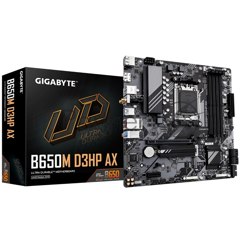 Материнская плата Gigabyte B650M D3HP AX (V1.2), AM5, AMD B650, 4xDDR5, 4xSATA, 2xM.2, 1xPCI-E 4.0 x16, 1xPCI-E 4.0 x1, 3xUSB-A 3.2 Gen 1, 1xUSB-C 3.2 Gen 2, 1x 2.5Gb LAN, 3x3.5 мм, 7.1, Micro-ATX