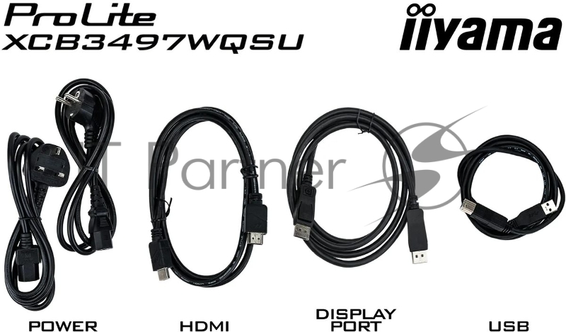 Монитор 34 Iiyama ProLite XCB3497WQSNPH-B1 VA 3440x1440, 120 Гц, 0.4 мс, 21:9, 350 кд/м², HDMI 2.0, HDMI 1.4, DP 1.4, USB-C (95 Вт), 3.5 Jack, USB Hub (4x USB 3.0), Ethernet, динамики (2x5 Вт), веб-камера (5 Мп), FreeSync Premium, изогнутый экран (15