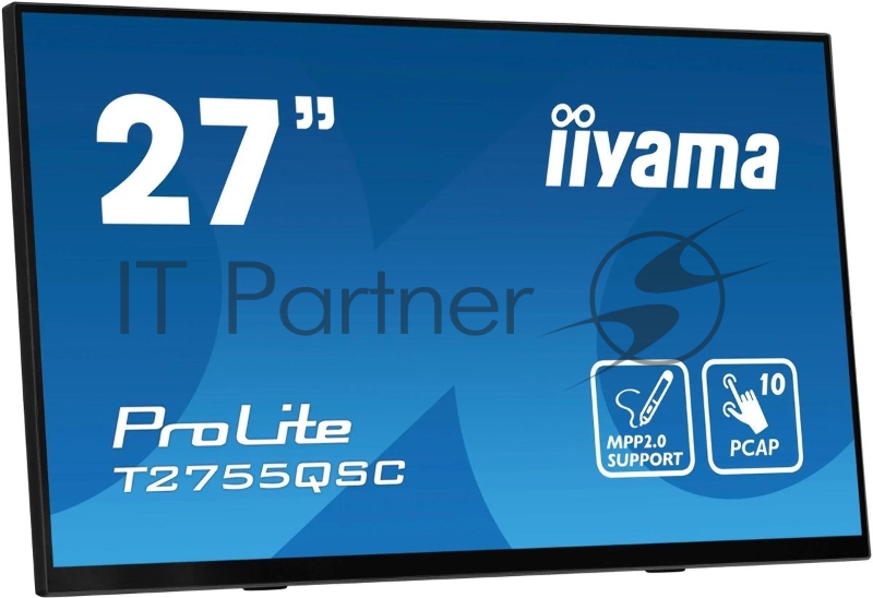 Монитор 27 Iiyama ProLite T2755QSC-B1 IPS 2560x1440, 75 Гц, 5 мс, 16:9, 400 кд/м², HDMI, DP, 3.5 Jack, USB Hub (2x USB 3.0), динамики (2x1 Вт), сенсорный экран, черный