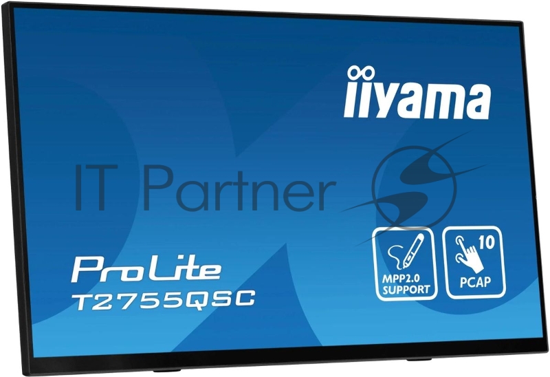 Монитор 27 Iiyama ProLite T2755QSC-B1 IPS 2560x1440, 75 Гц, 5 мс, 16:9, 400 кд/м², HDMI, DP, 3.5 Jack, USB Hub (2x USB 3.0), динамики (2x1 Вт), сенсорный экран, черный