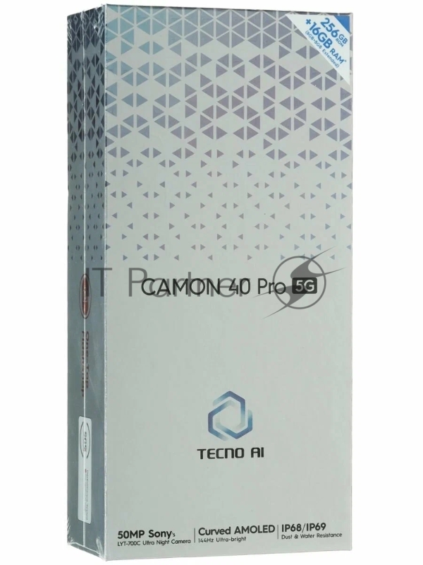 Смартфон Tecno Camon 40 Pro 5G 256Gb 12Gb титановый моноблок 3G 4G 6.78 1080x2436 Android 15 50Mpix 802.11 a/b/g/n/ac/ax NFC GPS GSM900/1800 GSM1900 Protect