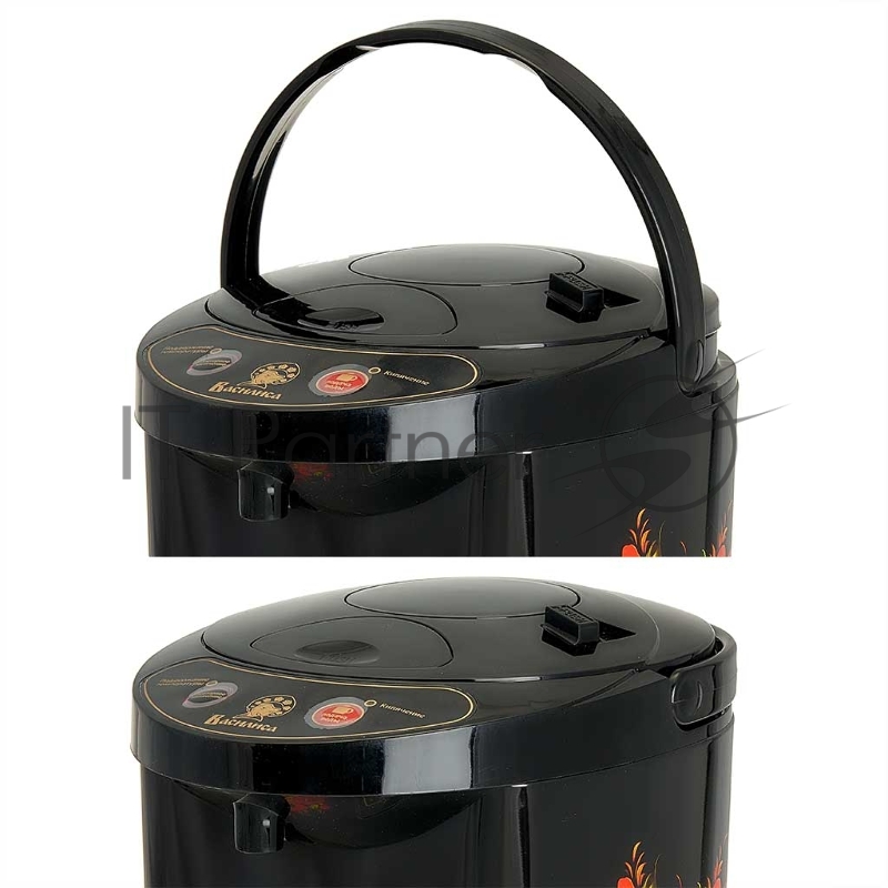 Термопот ВАСИЛИСА ВА-5007 Жостово Объем 4,5 л. Мощность в режиме кипячения 900 Вт. Мощность в режиме поддержания температуры воды 30 Вт. Внутренняя ёмкость из нержавеющей стали. Вращение корпуса на основании на 360°. Шкала уровня воды. Световые индик