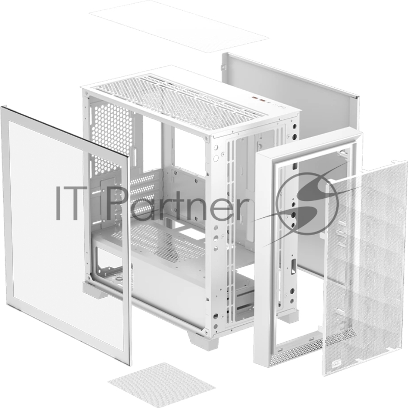 Корпус без блока питания PCCooler C3D310 WH, Mini-Tower, TG, Mesh, no fans, 2xUSB-A 3.0, mATX, mITX White