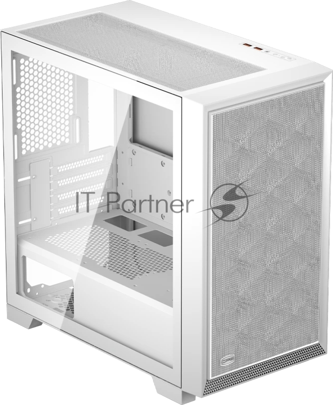 Корпус без блока питания PCCooler C3D310 WH, Mini-Tower, TG, Mesh, no fans, 2xUSB-A 3.0, mATX, mITX White