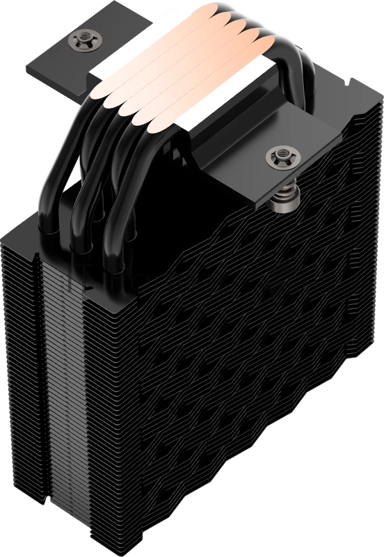 Кулер для процессора PCCooler RT500 BK (240W, 4-pin PWM, LED temp., 152mm, Al/Cu, 5x6mm, 1x120mm, 73.32CFM, 34.9dBA, 2200RPM, S: 1851/1700/1200/115X, AM5/AM4, black)