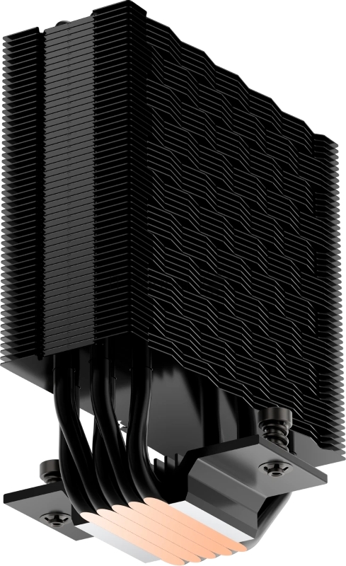 Кулер для процессора PCCooler RT500 BK (240W, 4-pin PWM, LED temp., 152mm, Al/Cu, 5x6mm, 1x120mm, 73.32CFM, 34.9dBA, 2200RPM, S: 1851/1700/1200/115X, AM5/AM4, black)