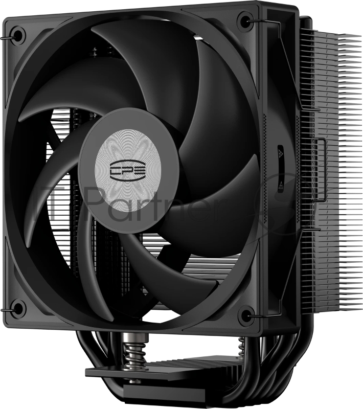 Кулер для процессора PCCooler RT500 BK (240W, 4-pin PWM, LED temp., 152mm, Al/Cu, 5x6mm, 1x120mm, 73.32CFM, 34.9dBA, 2200RPM, S: 1851/1700/1200/115X, AM5/AM4, black)