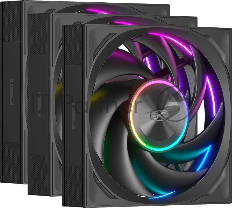 Кулер для корпуса PCCooler F7 X120 ARGB BK 3IN1 (120x120x28mm, 4-pin PWM, ARGB, 83CFM, 33.1dBA, 3000RPM, Black, 3pcs)