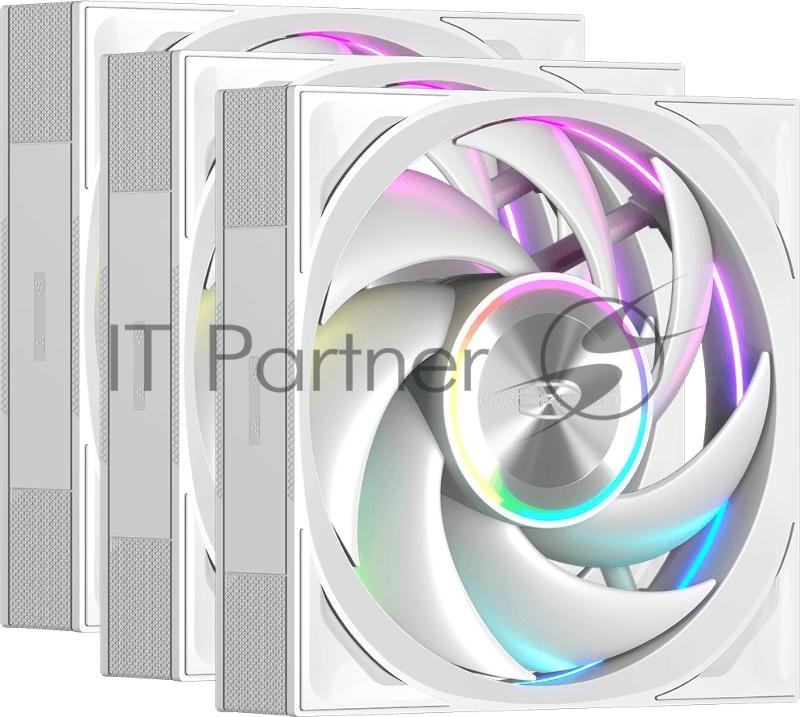 Кулер для корпуса PCCooler F7 X120 ARGB WH 3IN1 (120x120x28mm, 4-pin PWM, ARGB, 83CFM, 33.1dBA, 3000RPM, White, 3pcs)