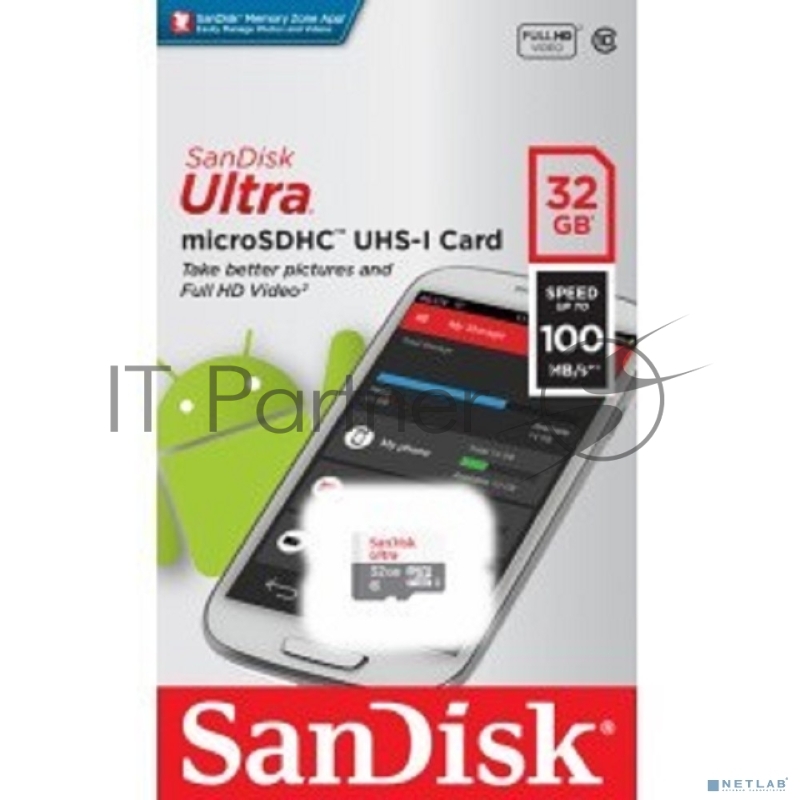 Флеш карта microSD 32GB SanDisk microSDHC Class 10 Ultra UHS-I 100MB/s