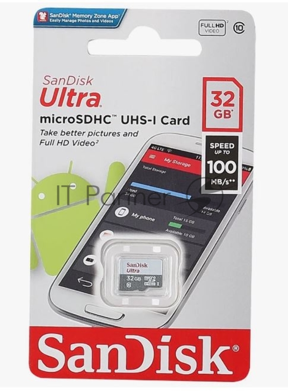Флеш карта microSD 32GB SanDisk microSDHC Class 10 Ultra UHS-I 100MB/s