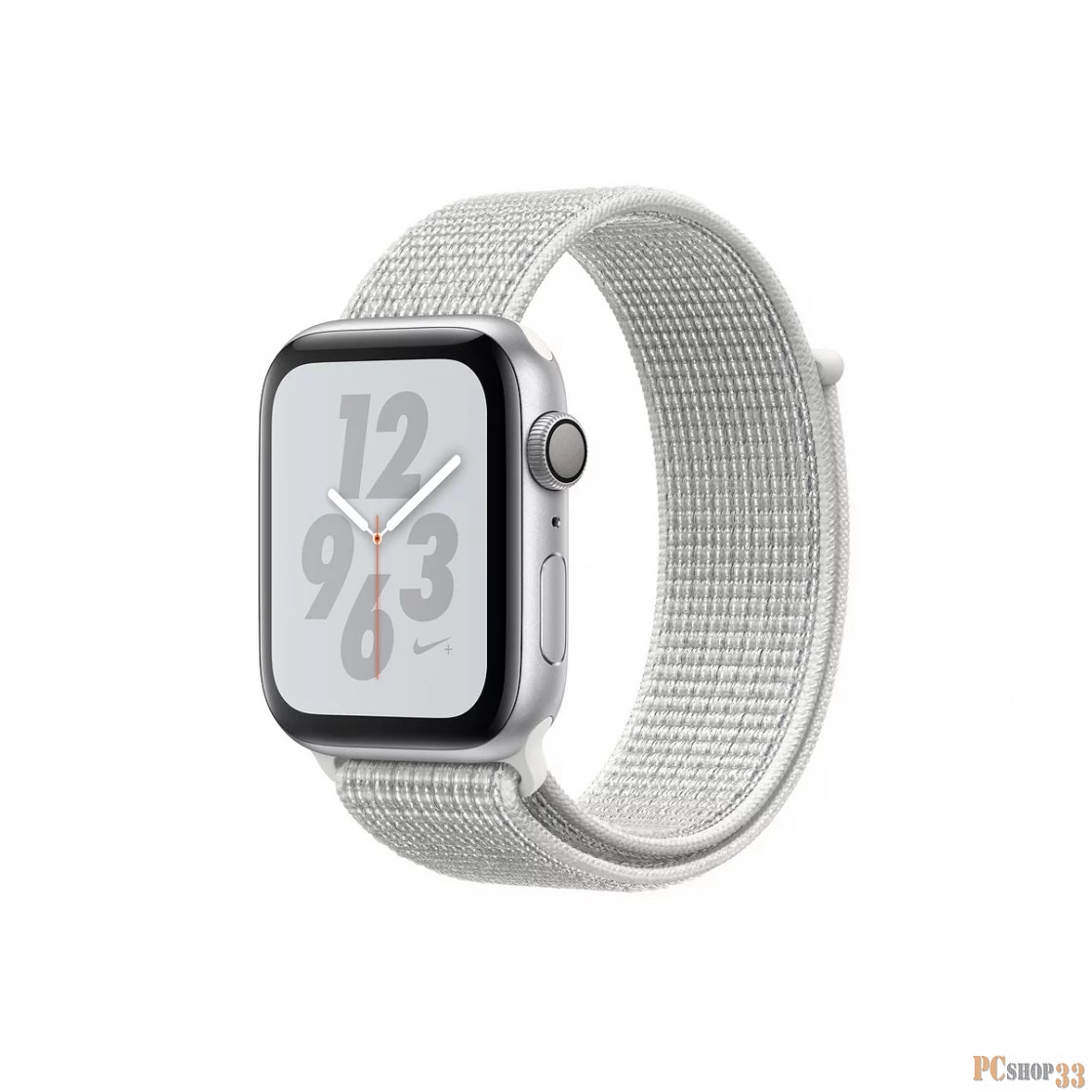 Умные часы Apple Watch Nike+ Series 4, 40 мм, корпус из алюминия серебристого цвета, спортивный браслет Nike цвета «снежная вершина» MU7F2RU/A