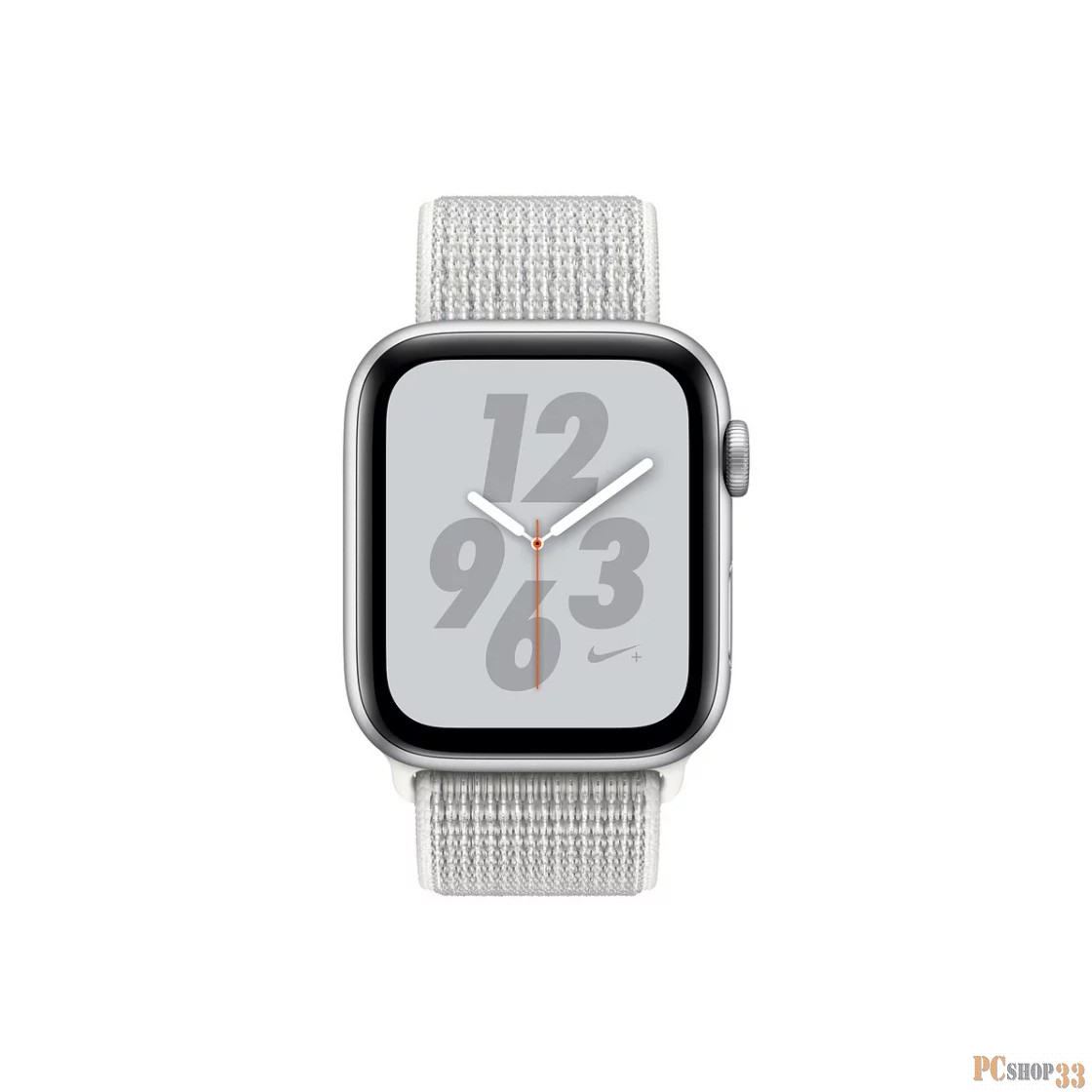 Умные часы Apple Watch Nike+ Series 4, 40 мм, корпус из алюминия серебристого цвета, спортивный браслет Nike цвета «снежная вершина» MU7F2RU/A