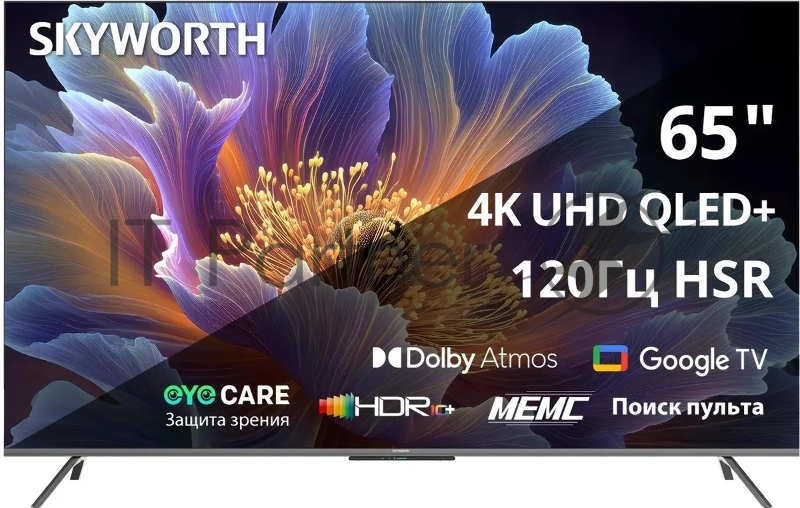 Телевизор QLED Skyworth 65 65Q66H Google TV Frameless черный/серебристый 4K Ultra HD 60Hz DVB-T DVB-T2 DVB-C DVB-S DVB-S2 USB WiFi Smart TV