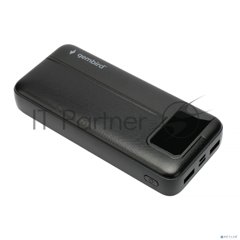 Портативный аккумулятор Gembird GPB-20Q, 20000мАч, QC/PD, дисплей, черный