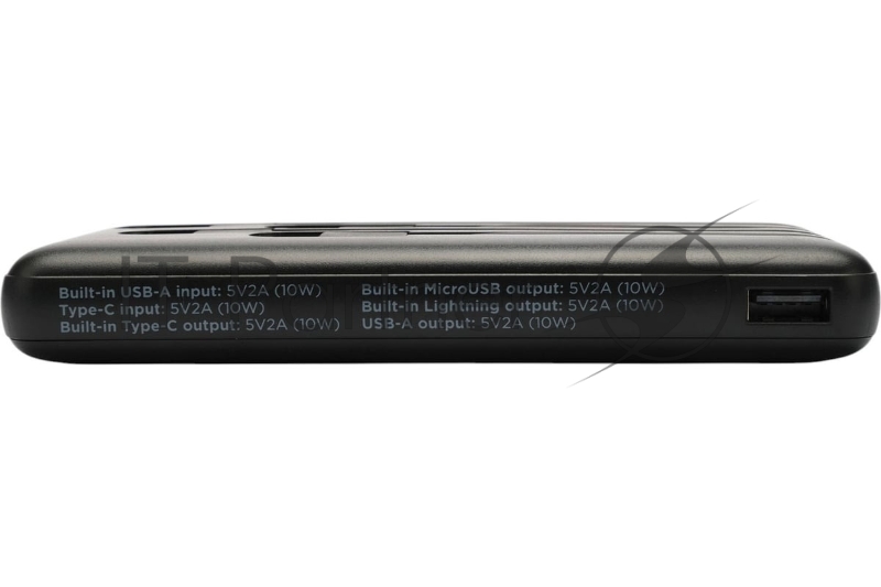 Портативный аккумулятор Gembird GPB-10C, 10000мАч, 2A, 4 встроенных кабеля, черный