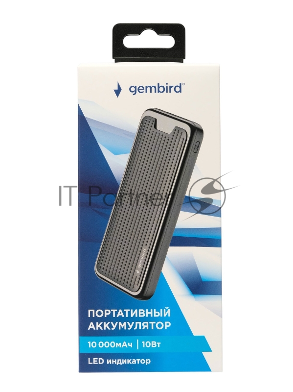 Портативный аккумулятор Gembird GPB-10, 10000мАч, 2A, черный