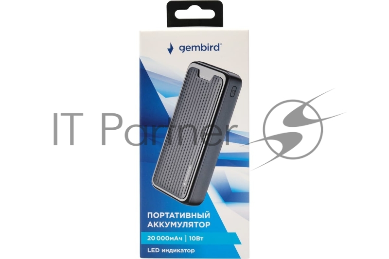 Портативный аккумулятор Gembird GPB-20, 20000мАч, 2A, черный
