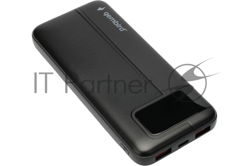 Портативный аккумулятор Gembird GPB-10Q, 10000мАч, QC/PD, дисплей, черный