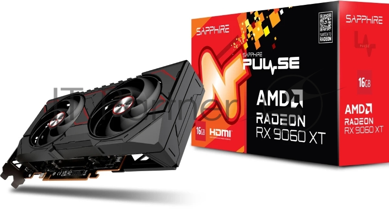 Видеокарта Sapphire PCI-E 5.0 11350-03-20G PULSE AMD RADEON RX 9060 XT GAMING OC 16GB DUAL AMD Radeon RX 9060XT 16Gb 128bit GDDR6 2700/20000 HDMIx2 DPx2 HDCP Ret