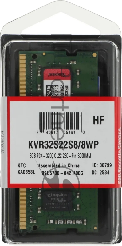 Память оперативная Kingston 8GB 3200MHz DDR4 SODIMM Non-ECC CL22 1Rx8 (Select Regions ONLY)