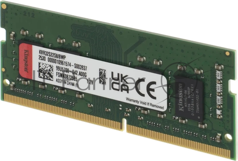 Память оперативная Kingston 8GB 3200MHz DDR4 SODIMM Non-ECC CL22 1Rx8 (Select Regions ONLY)