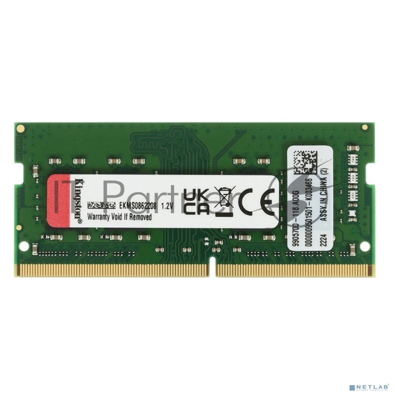 Память оперативная Kingston 8GB 3200MHz DDR4 SODIMM Non-ECC CL22 1Rx8 (Select Regions ONLY)