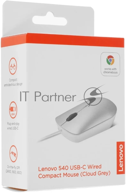 Мышь Lenovo 540 светло-серый оптическая 2400dpi USB2.0 (GY51D20877)