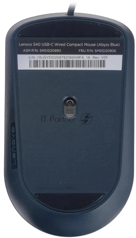Мышь Lenovo 540 синий оптическая 2400dpi USB2.0 (GY51D20878)
