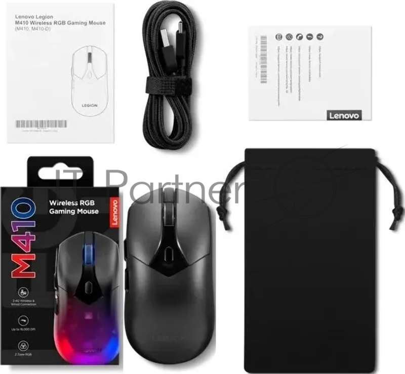 Мышь Lenovo Legion M410 Wireless RGB Gaming черный оптическая 16000dpi беспров. BT/Radio USB (GY51P83012)