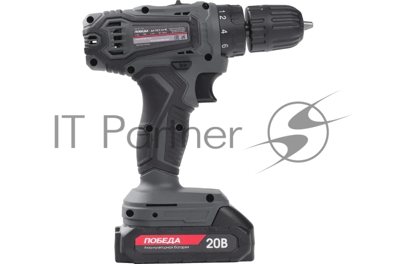 Дрель-шуруповерт аккумуляторная ПОБЕДА ДА-20/2 Ли-М, 20В, 2,0Ач, 2 АКБ, 38Нм, кейс, комплект сверл и бит