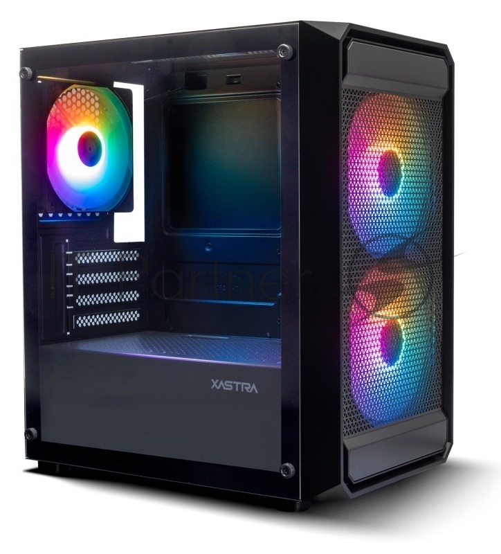 XASTRA Корпус A303M 3FRGB Black mATX/Mesh/ tempered glass / 2x140mm + 1x120mm FRGB fans/ A303M-2FC14F-1FC12F