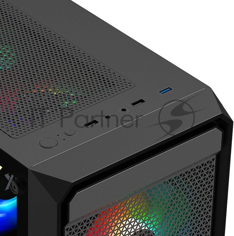 XASTRA Корпус A303M 3FRGB Black mATX/Mesh/ tempered glass / 2x140mm + 1x120mm FRGB fans/ A303M-2FC14F-1FC12F