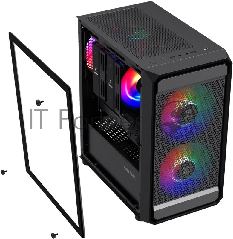 XASTRA Корпус A303M 3FRGB Black mATX/Mesh/ tempered glass / 2x140mm + 1x120mm FRGB fans/ A303M-2FC14F-1FC12F
