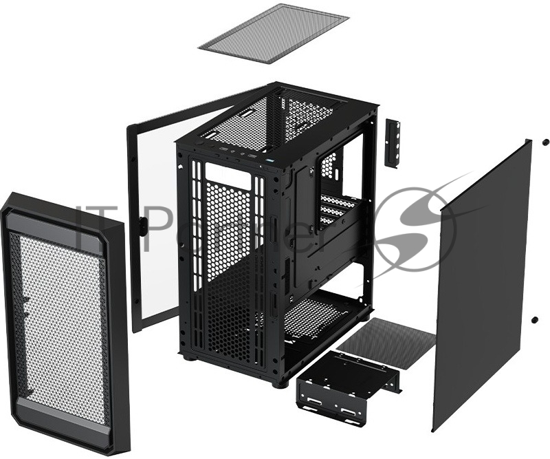 XASTRA Корпус A303M 3ARGB Black mATX/Mesh/ tempered glass / 2x140mm + 1x120mm ARGB PWM fans/ Door/ A303M-2FC14A-1FC12A-D