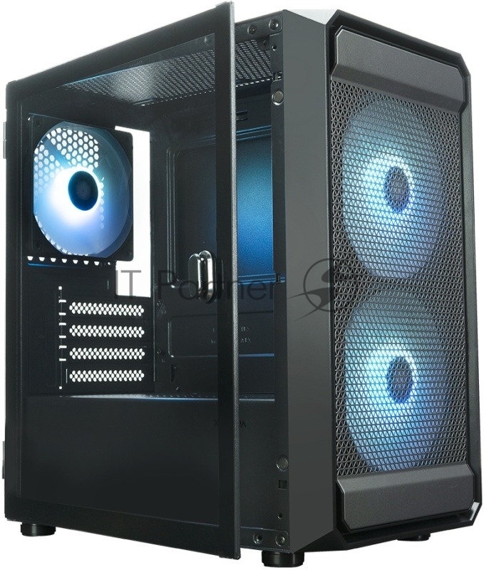 XASTRA Корпус A303M 3ARGB Black mATX/Mesh/ tempered glass / 2x140mm + 1x120mm ARGB PWM fans/ Door/ A303M-2FC14A-1FC12A-D