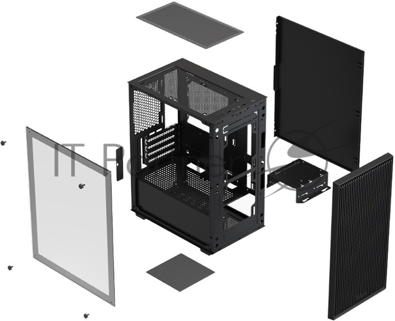 XASTRA Корпус A307M 3FRGB Black mATX/Mesh/ tempered glass / 3x 120mm FC120 FRGB fans/ A307M-3FC12BK