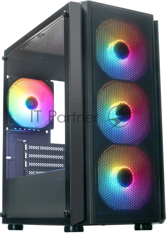 XASTRA Корпус A402M 4FRGB Black mATX/Mesh/full-size TG/4x120mm FRGB fans/ A402M-4FC12F-BK