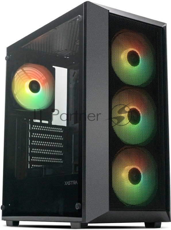 XASTRA Корпус A406 4ARGB Black ATX/Mesh/ tempered glass / 4x120mm ARGB PWM fans/ A406-4FC12A