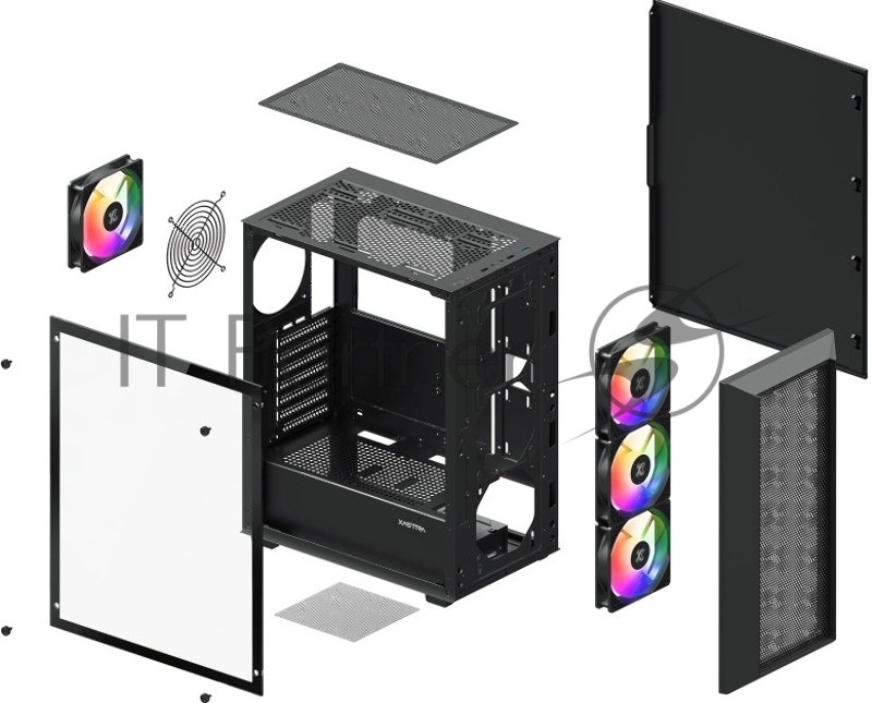 XASTRA Корпус A406 4ARGB Black ATX/Mesh/ tempered glass / 4x120mm ARGB PWM fans/ A406-4FC12A