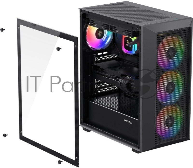 XASTRA Корпус A406 4ARGB Black ATX/Mesh/ tempered glass / 4x120mm ARGB PWM fans/ A406-4FC12A