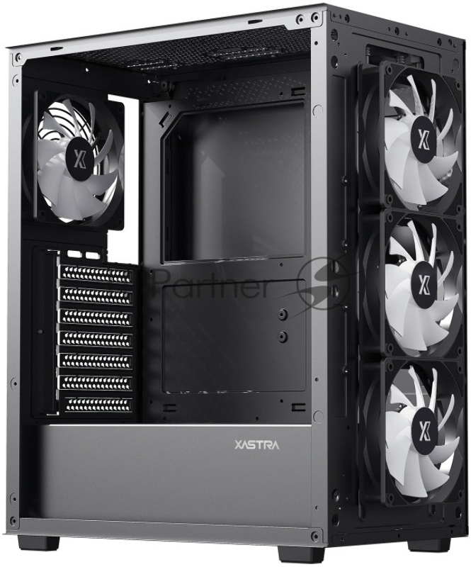XASTRA Корпус A406 4ARGB Black ATX/Mesh/ tempered glass / 4x120mm ARGB PWM fans/ A406-4FC12A