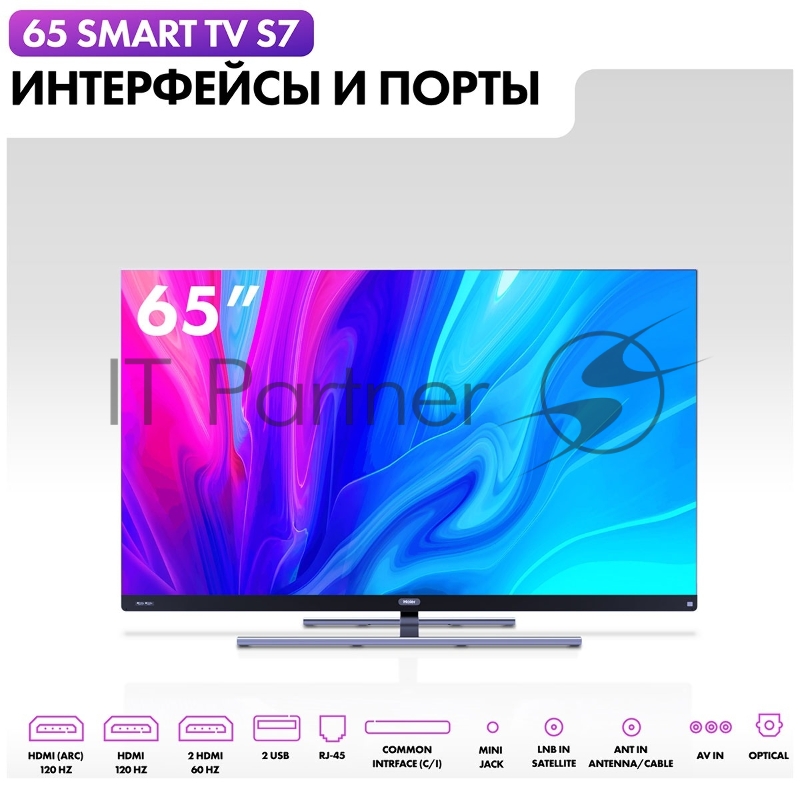 Телевизор Haier 65 Smart TV S7 4K Ultra HD (3840x2160 Пикс), 120 Гц, QLED, Direct LED