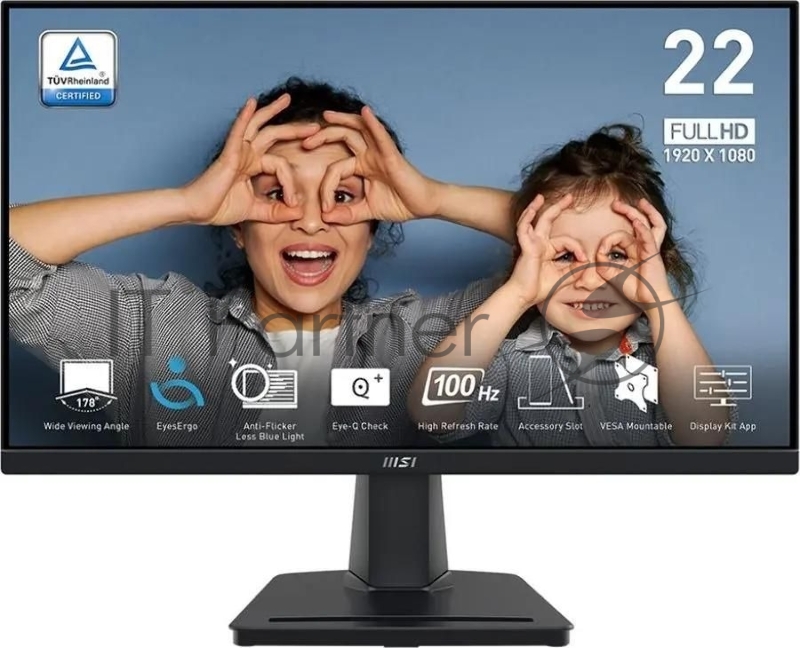 Монитор MSI PRO MP225V 21,45 16:9 FHD(1920x1080) VA Flat, 1ms(MPRT),4000:1,100M:1,300nit 1.4b,Tilt,VESA,100Hz,Black,1y war-ty