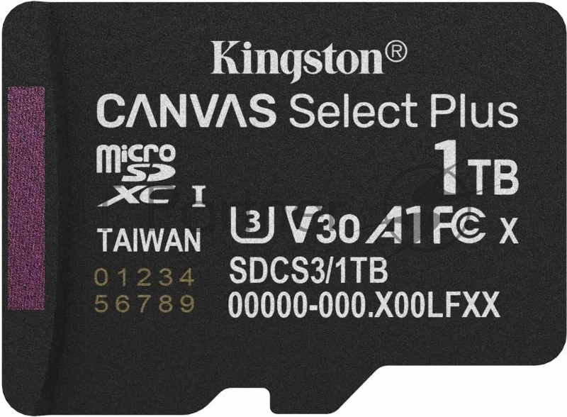 Флеш карта microSDXC 1TB Kingston SDCS3/1TBSP Canvas Select Plus w/o adapter